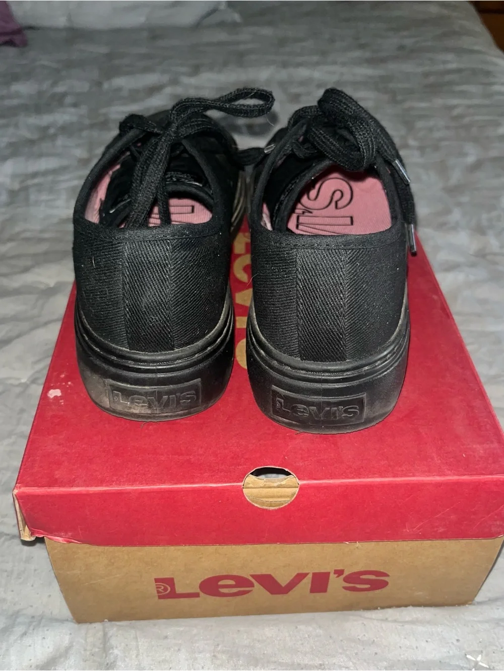 Levi's Women's Black Canvas Sneakers with Pink Lining